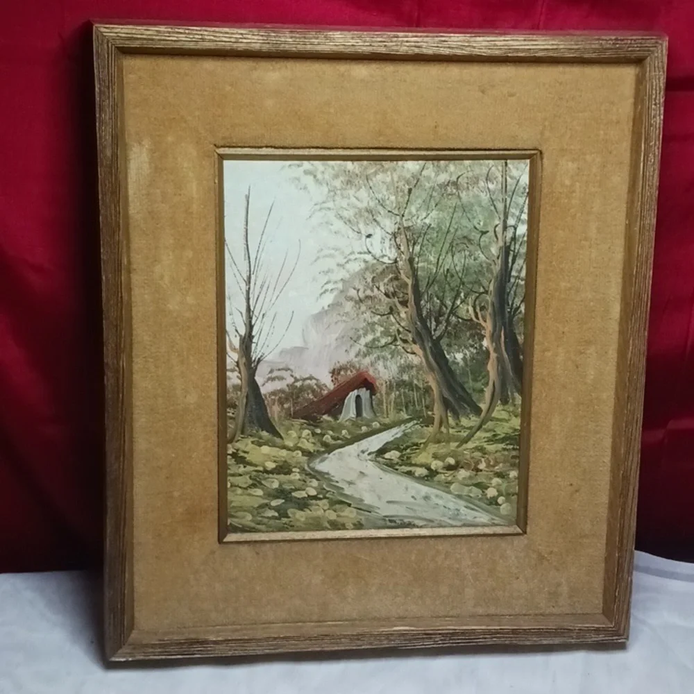 Original antique painting mushroom home - Picture 1 of 3
